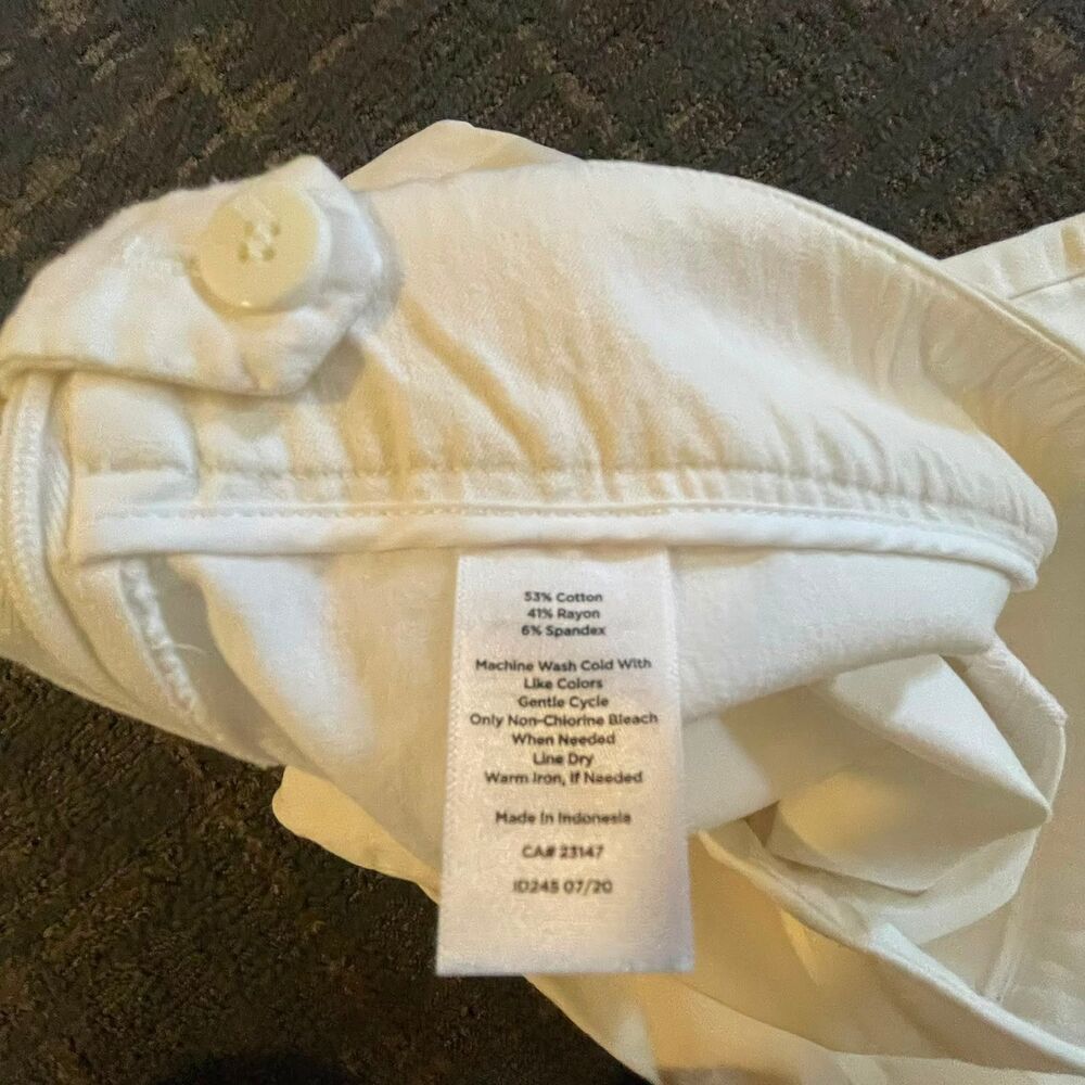 Talbots Womens 14 White Chatham Ankle Pants Stretch Slim Leg Side Zip - Picture 7 of 12